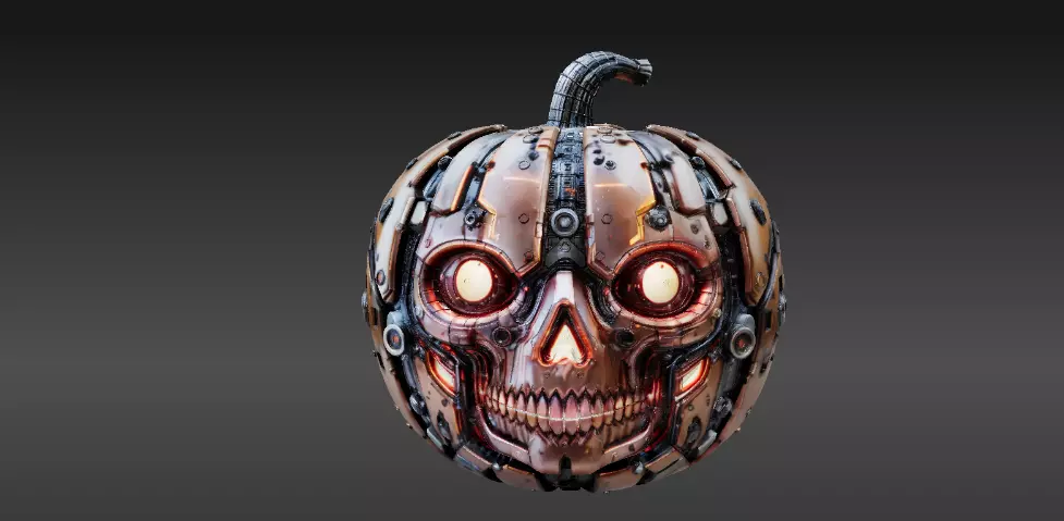 Sci-Fi Jack-O-Lantern Two 3D Model Halloween Lantern 3D model_8