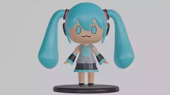 Chibi Hatsune-Inspired 3D Printable Figure