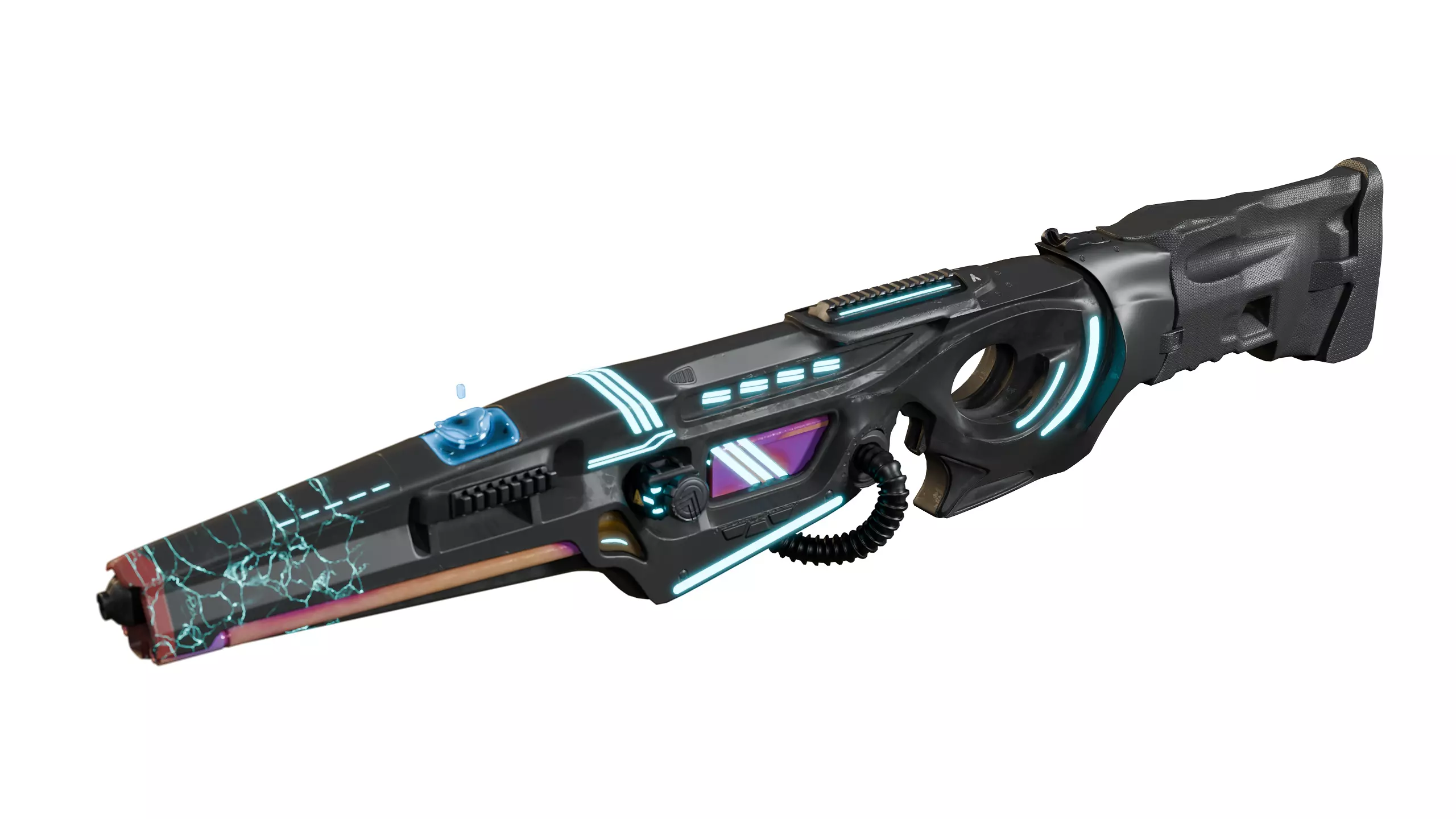 Sci-Fi Neon Weapons - SciFi Rifle 2 3D model_2