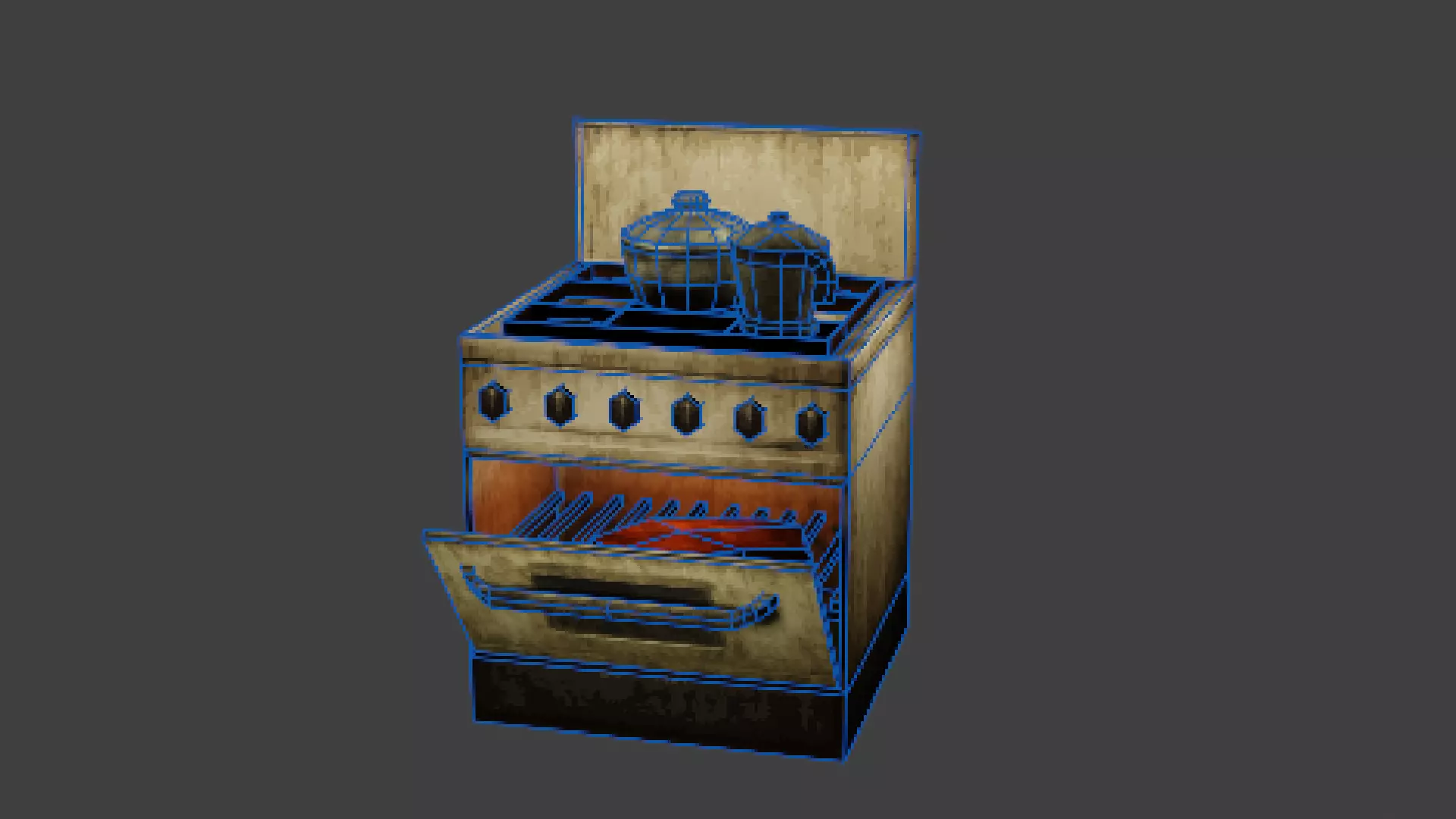 Low Poly PS1 Retro Oven Kitchen Prop FBX OBJ GLB Low-poly 3D model_7