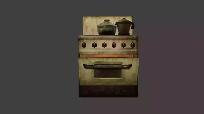 Low Poly PS1 Retro Oven Kitchen Prop FBX OBJ GLB
