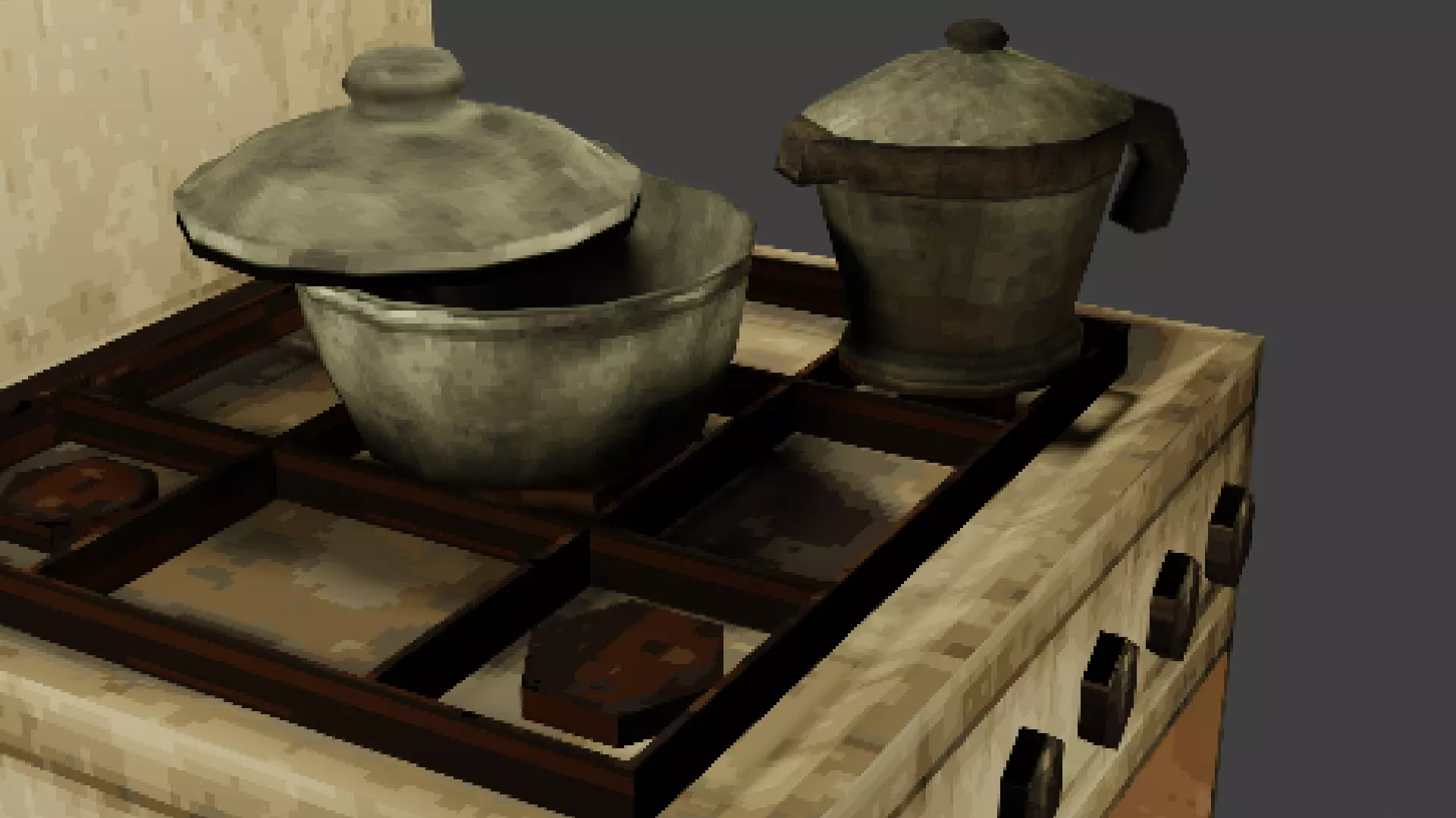 Low Poly PS1 Retro Oven Kitchen Prop FBX OBJ GLB Low-poly 3D model_5