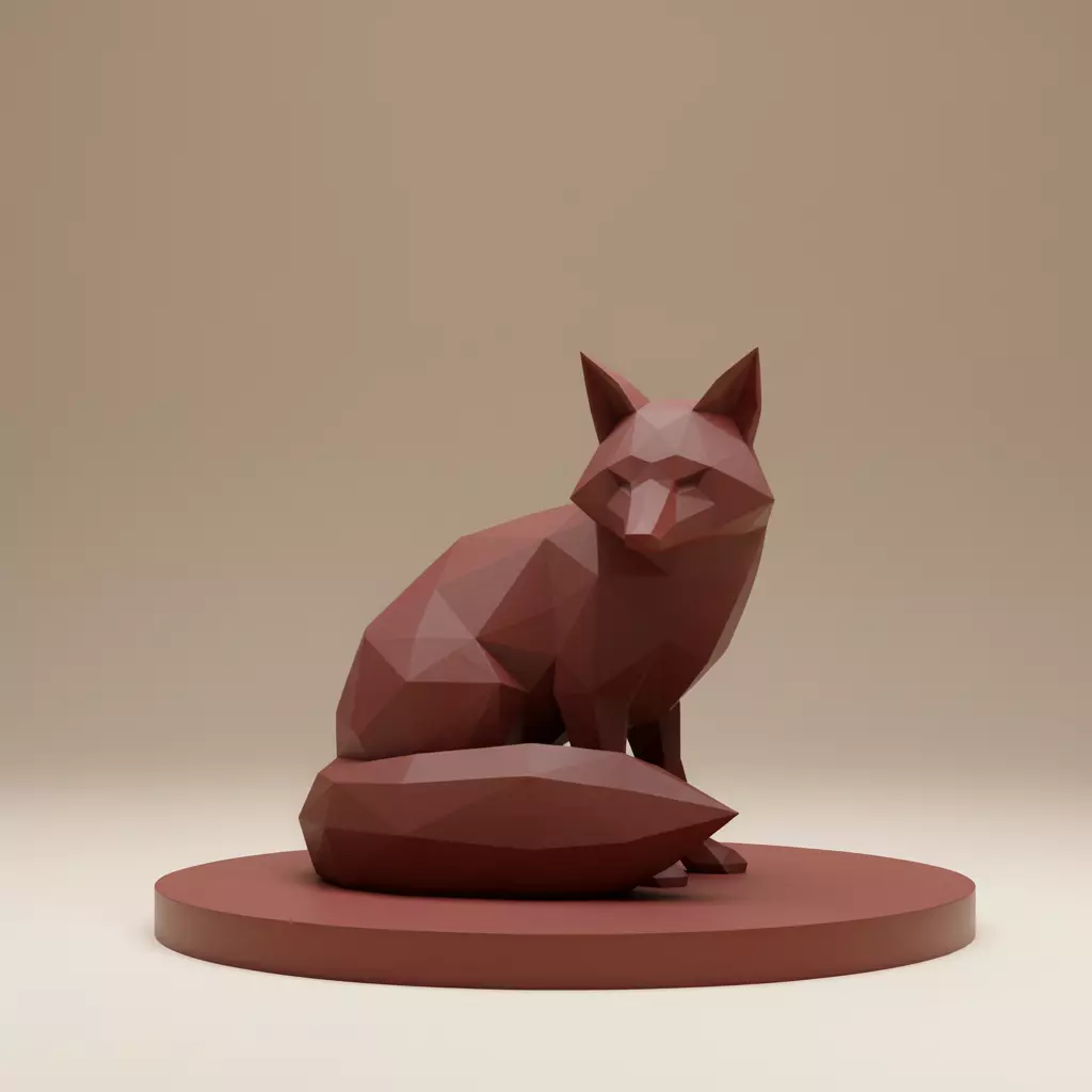 low poly fox Sculpture 3D print model