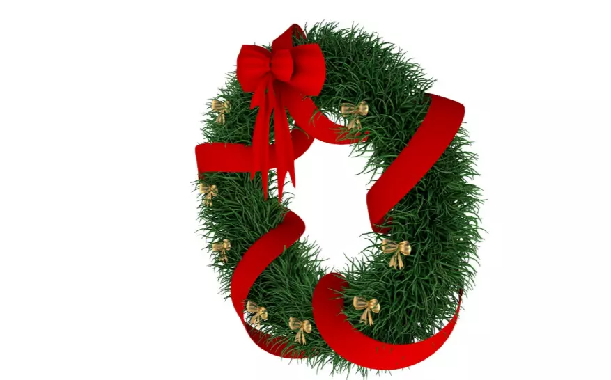 Christmas Wreath with Bows 3D model_4