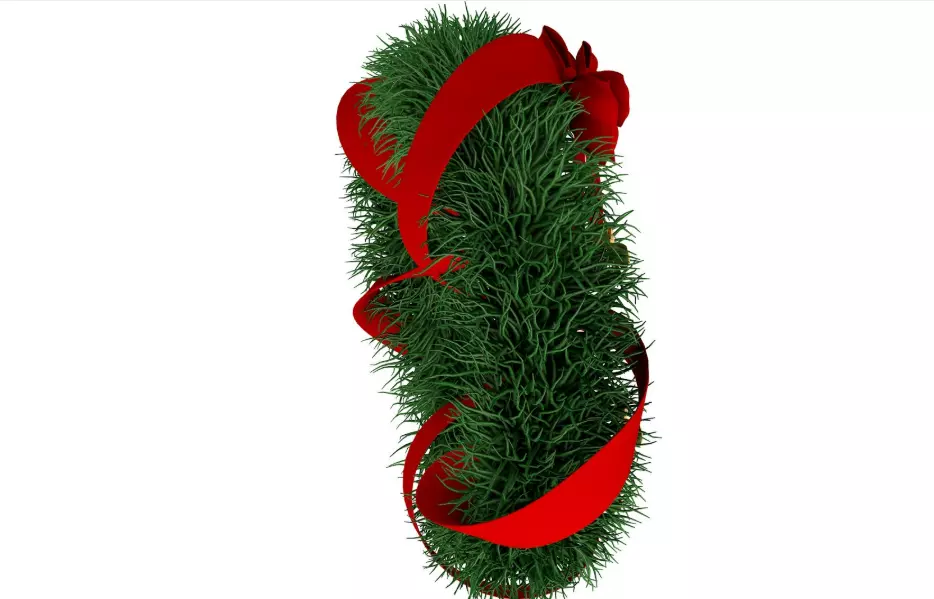 Christmas Wreath with Bows 3D model_3