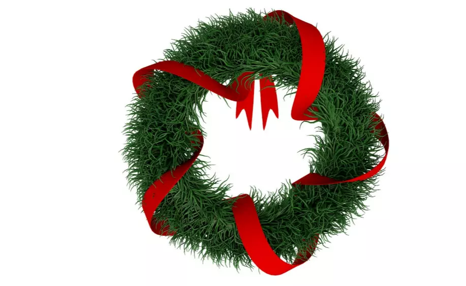 Christmas Wreath with Bows 3D model_1