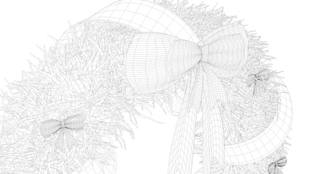 Christmas Wreath with Bows 3D model_6