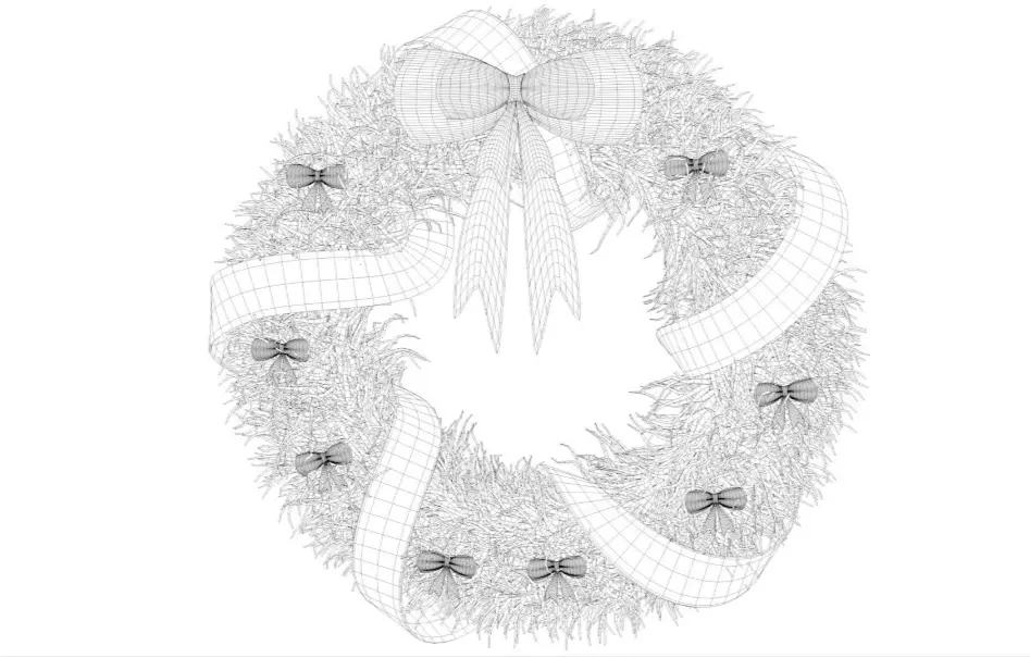 Christmas Wreath with Bows 3D model_5