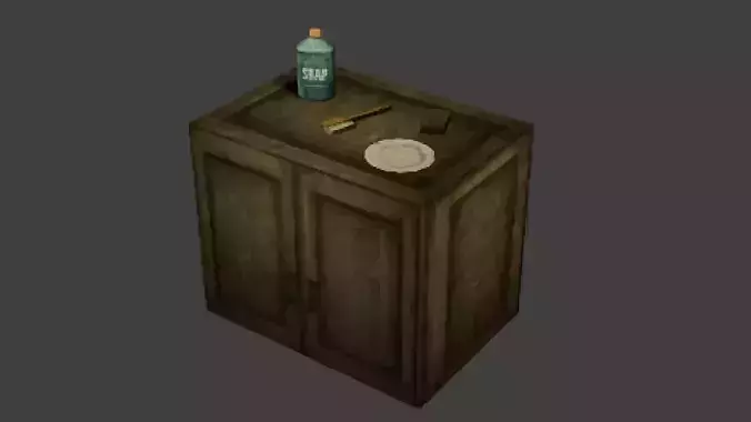 Low Poly PS1 Retro Cabinet Kitchen Set FBX OBJ GLB