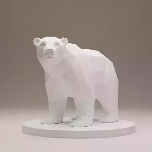low poly Bear Sculpture