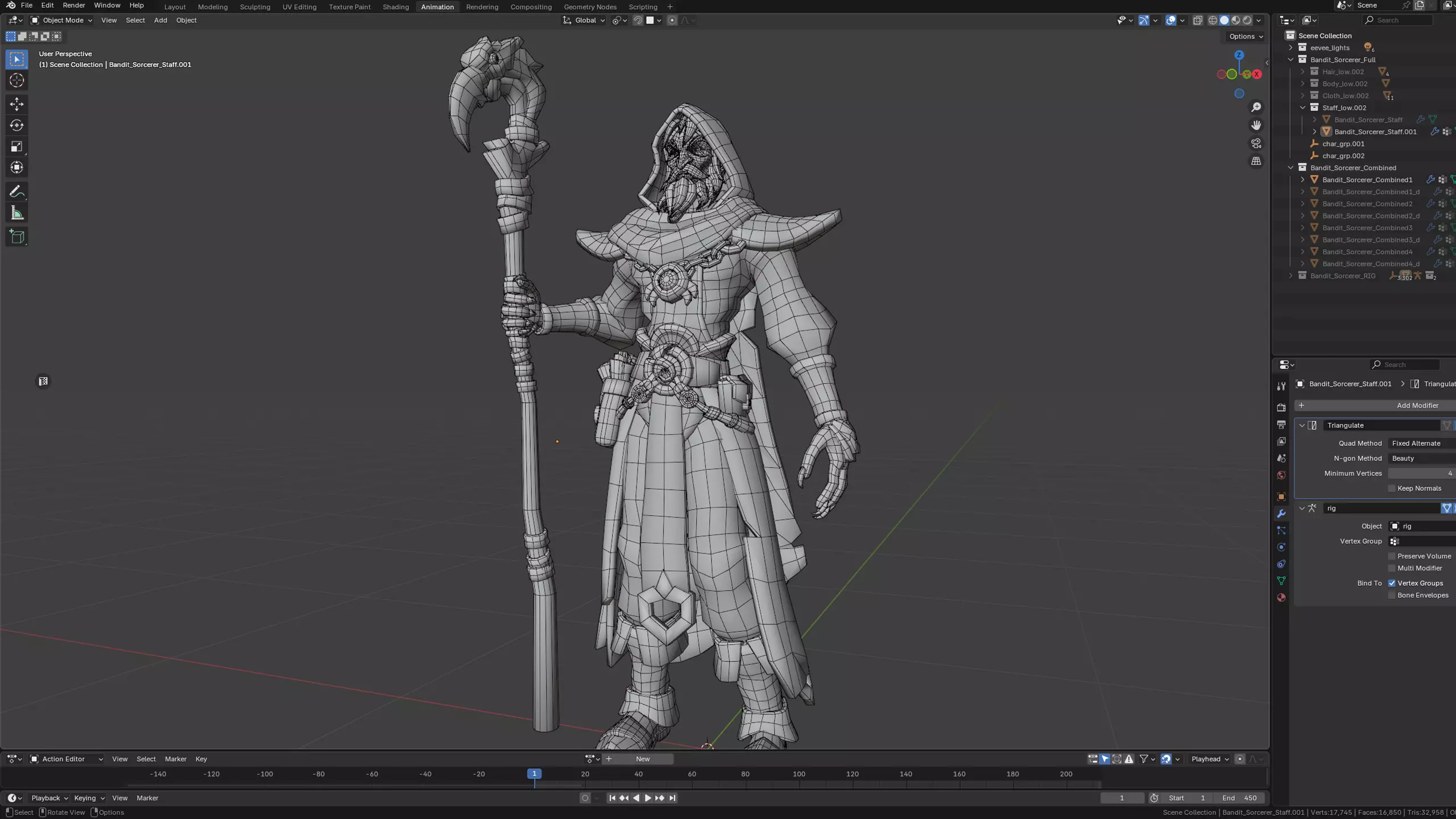 Stylized Bandit Sorcerer Low-poly 3D model_5
