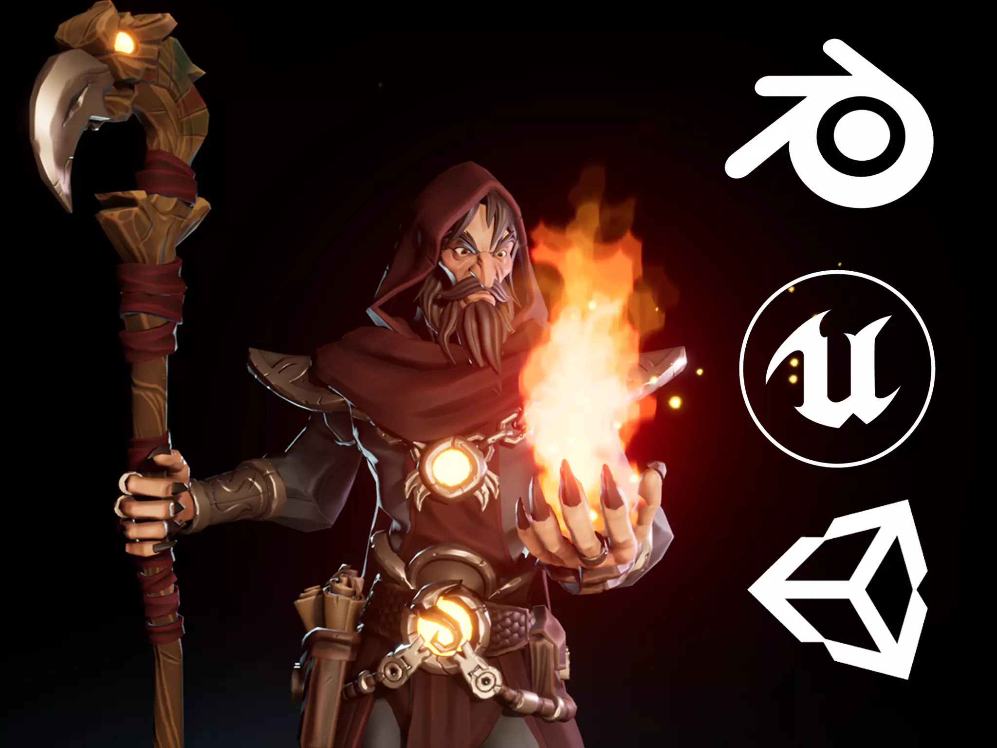 Stylized Bandit Sorcerer Low-poly 3D model_0