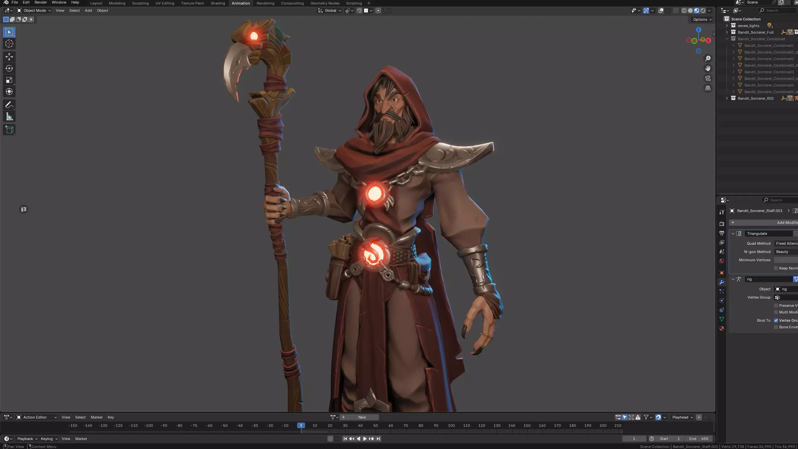 Stylized Bandit Sorcerer Low-poly 3D model_4