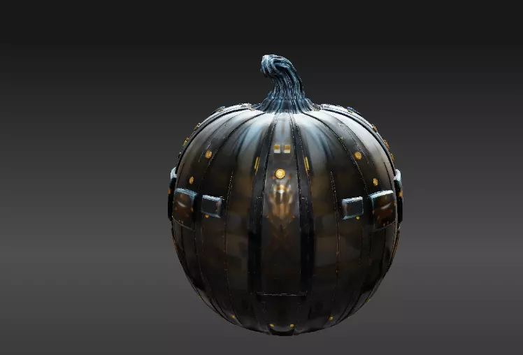 Cyber Pumpkin 3D Model Halloween Sci-Fi Jack-O-Lantern 3D print model_5