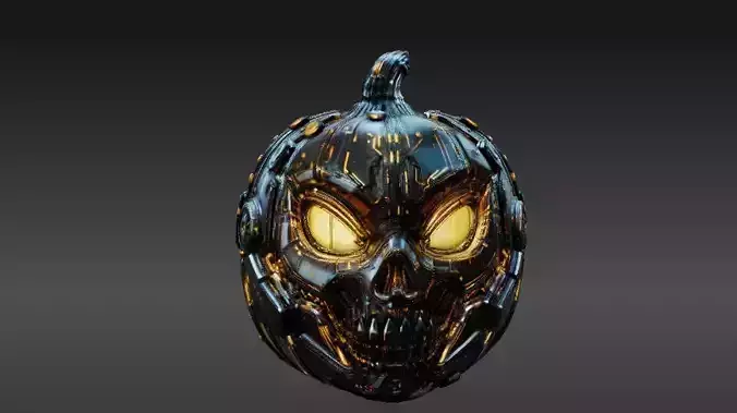 Cyber Pumpkin 3D Model Halloween Sci-Fi Jack-O-Lantern 3D print model