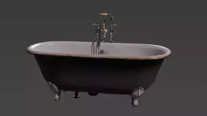 Painted Cast Iron Bath rusted version 