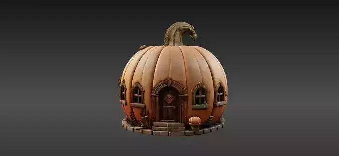 Enchanted Pumpkin Cottage 3D Model Halloween Fairy Home 3D print model