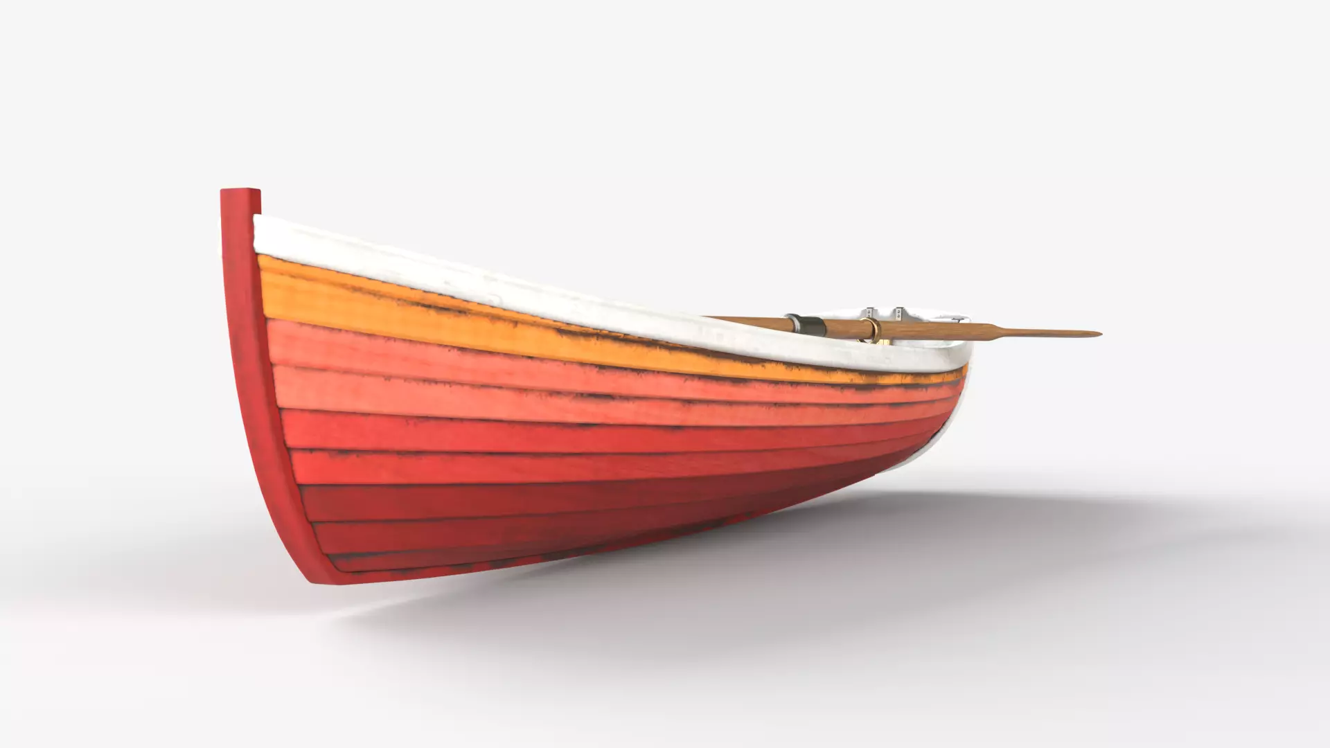 Red wooden boat 3D model_7