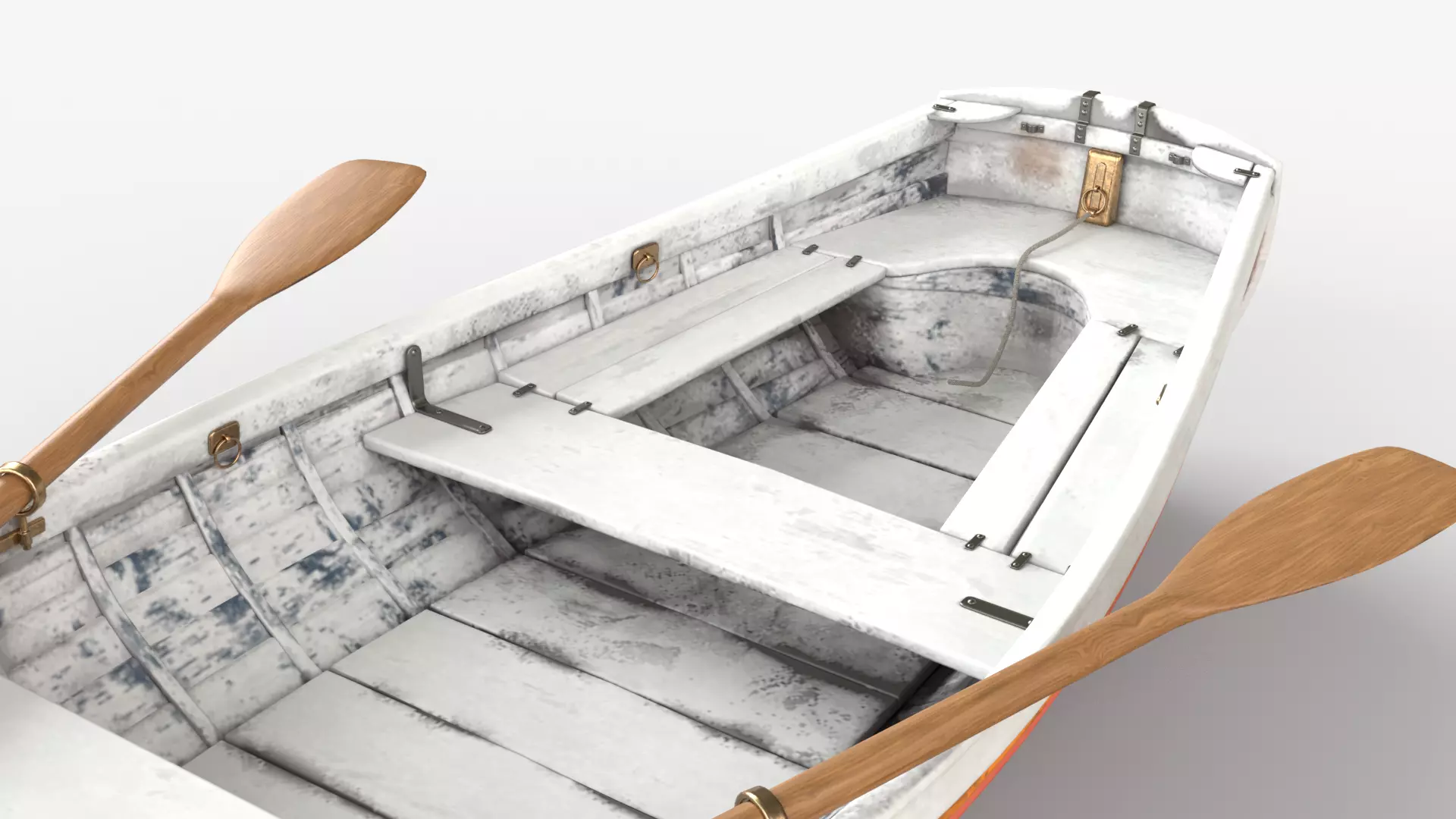 Red wooden boat 3D model_8