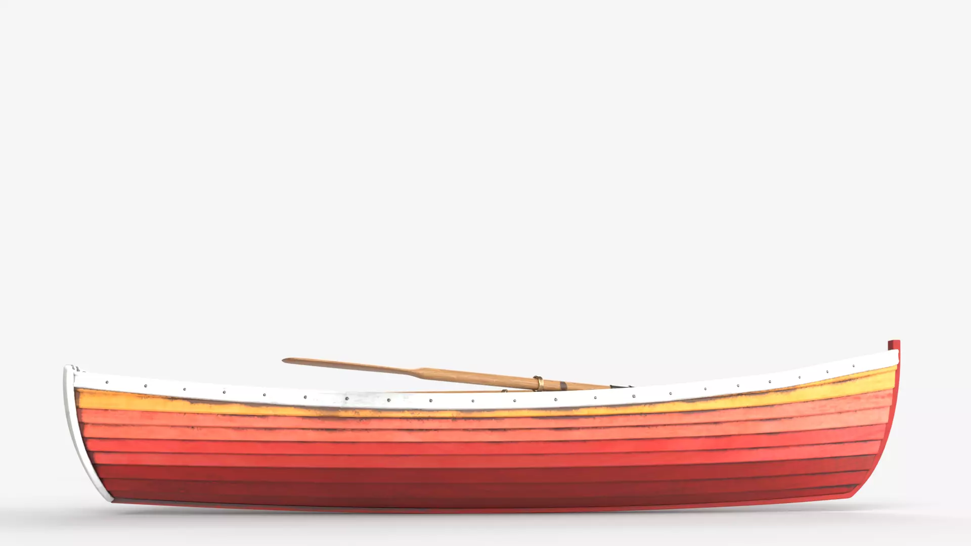 Red wooden boat 3D model_11