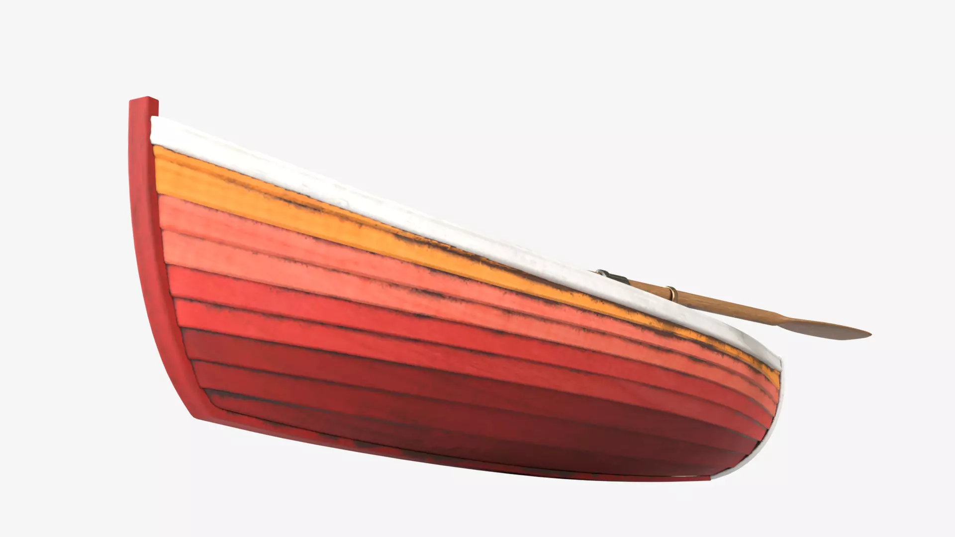 Red wooden boat 3D model_3