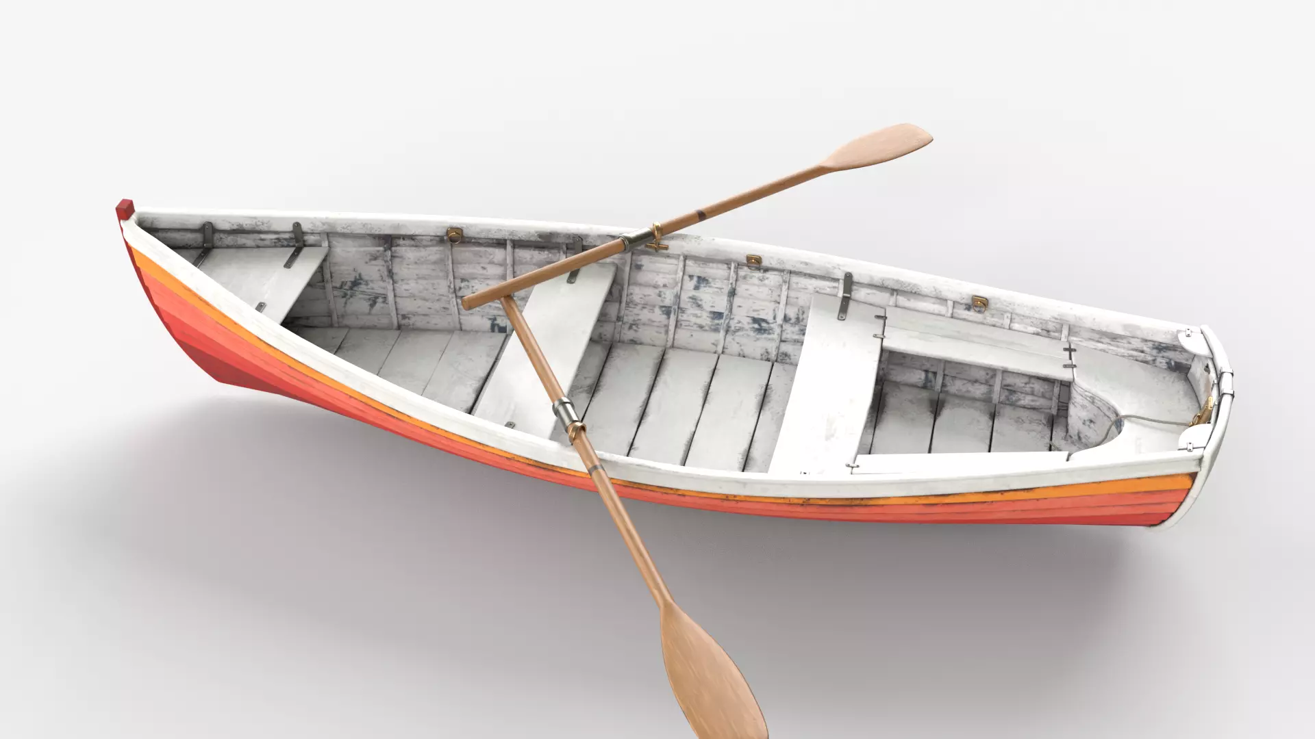 Red wooden boat 3D model_5
