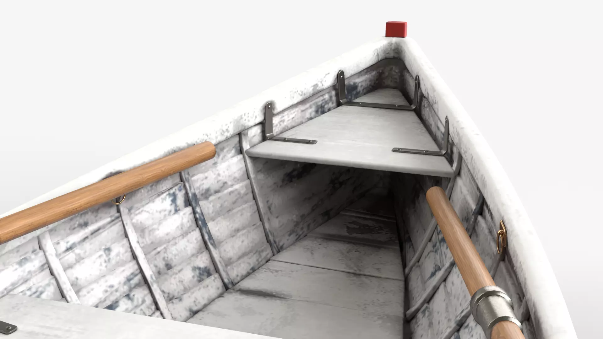 Red wooden boat 3D model_9