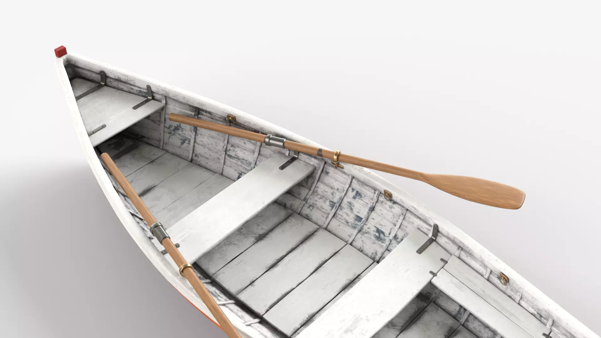 Red wooden boat 3D model_10