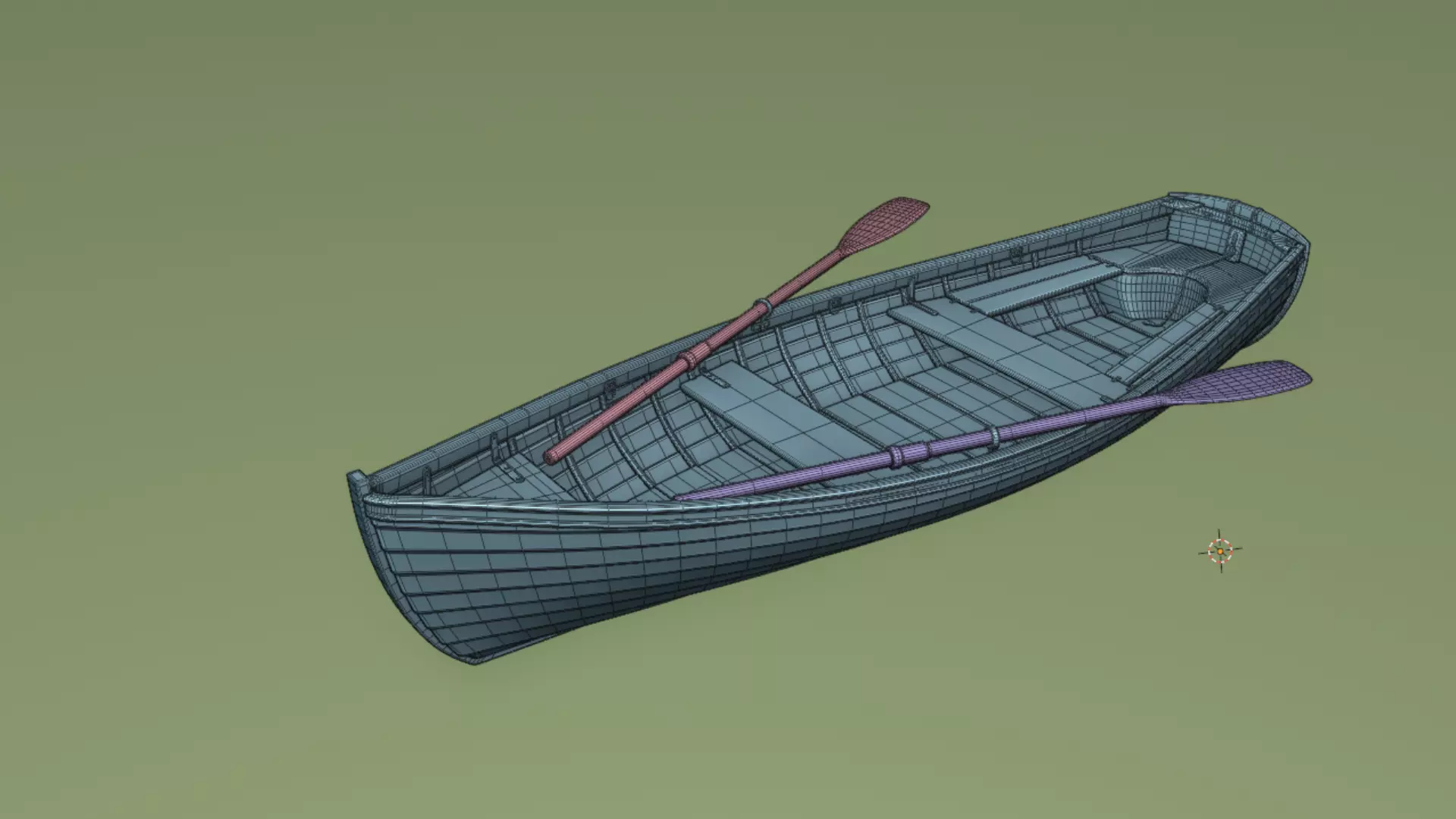 Red wooden boat 3D model_12