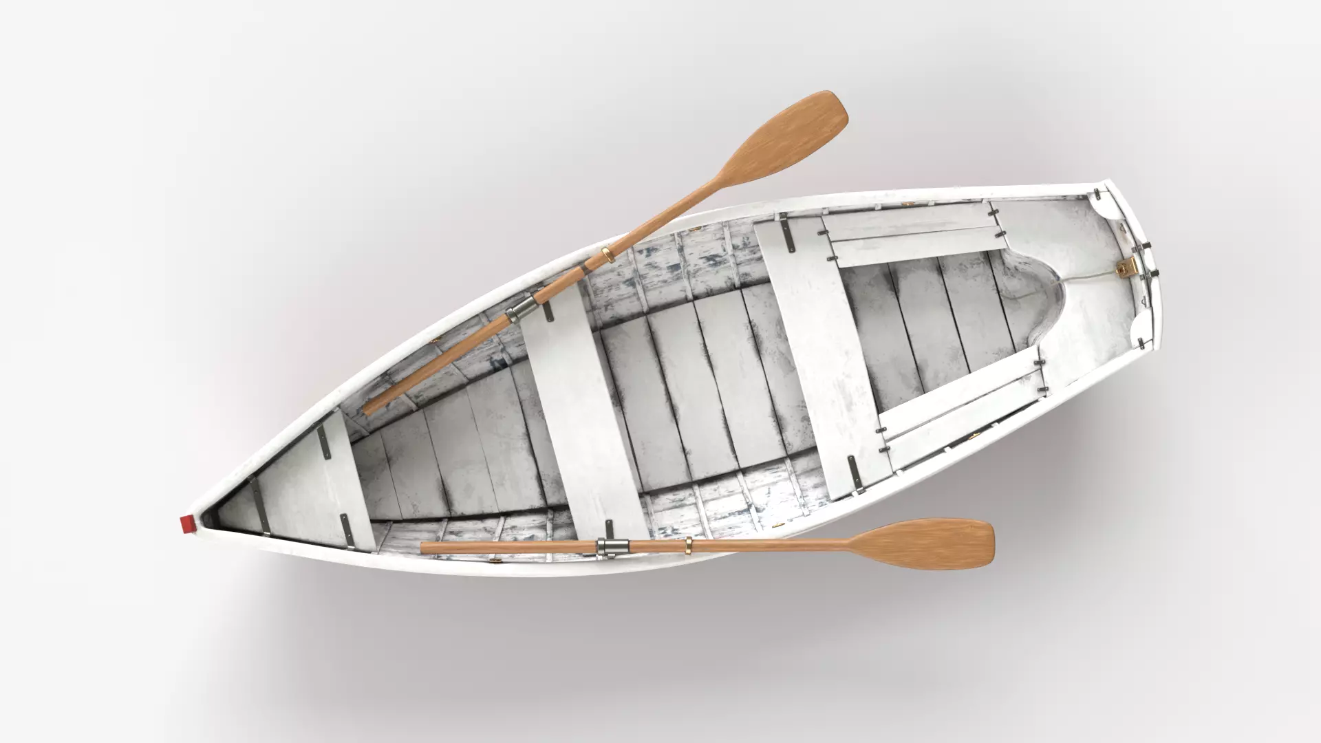 Red wooden boat 3D model_6