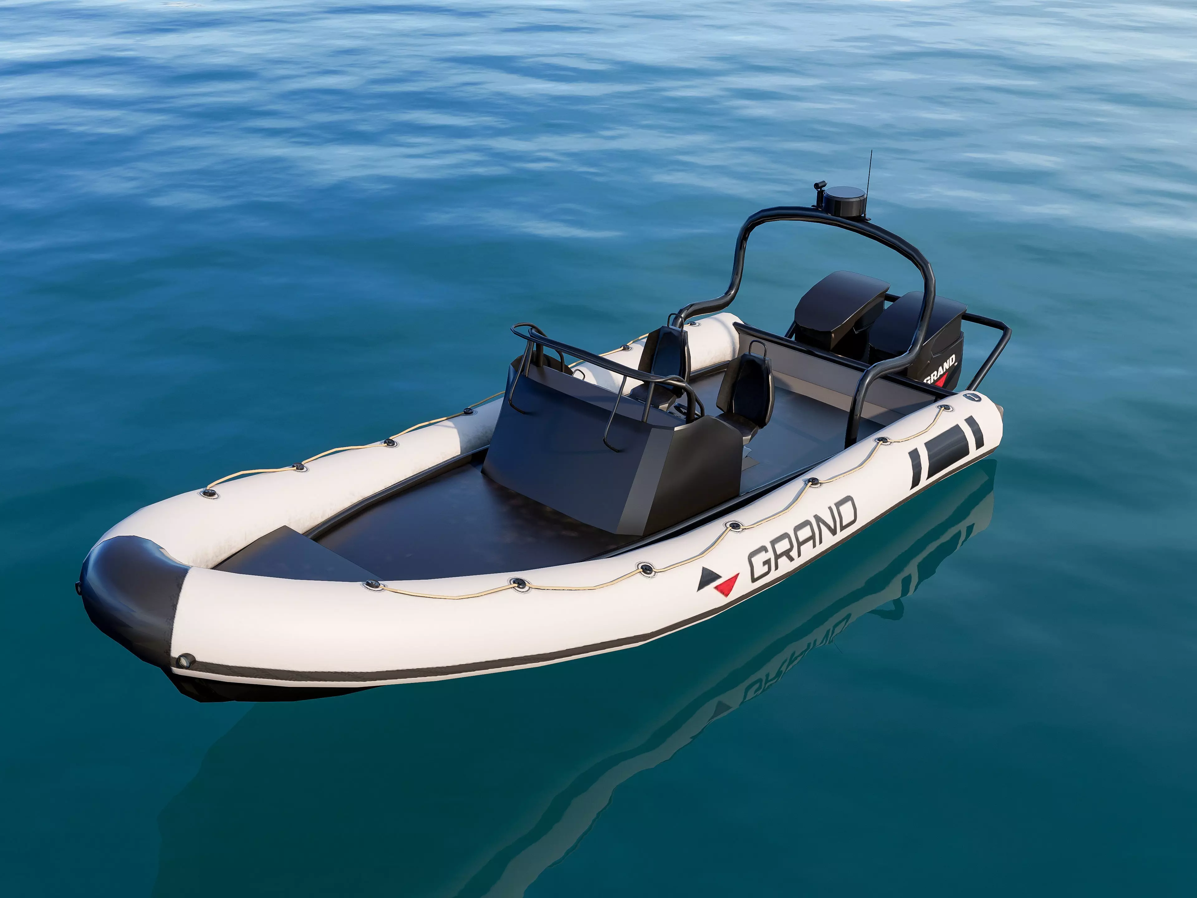 Inflatable boat 3D model_0