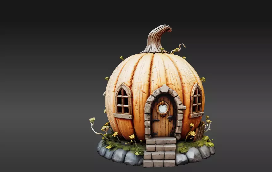 Fantasy House Halloween Fairy Home Print-Ready Jack-O-Lantern 3D print model_7