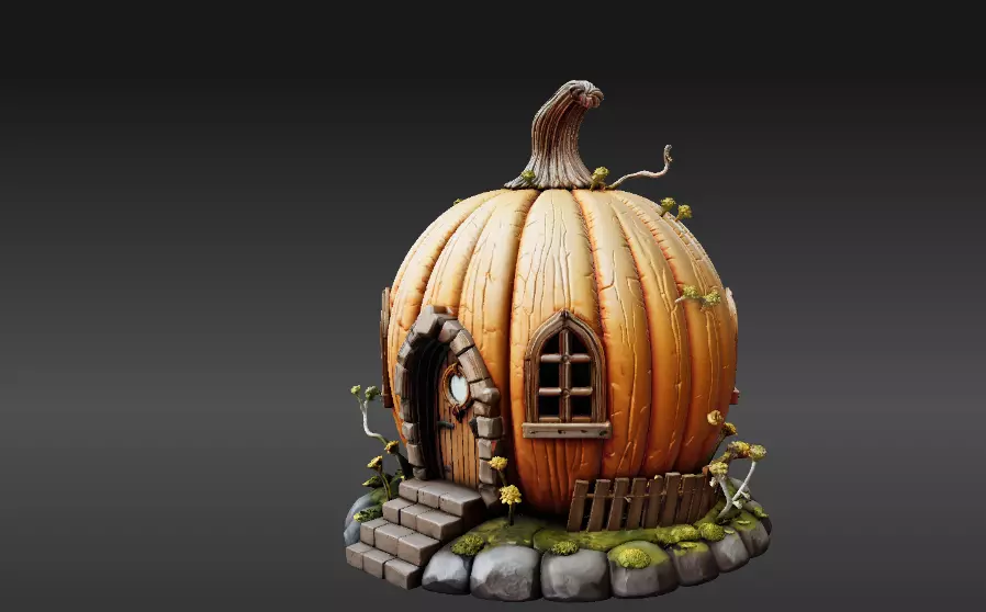 Fantasy House Halloween Fairy Home Print-Ready Jack-O-Lantern 3D print model_11