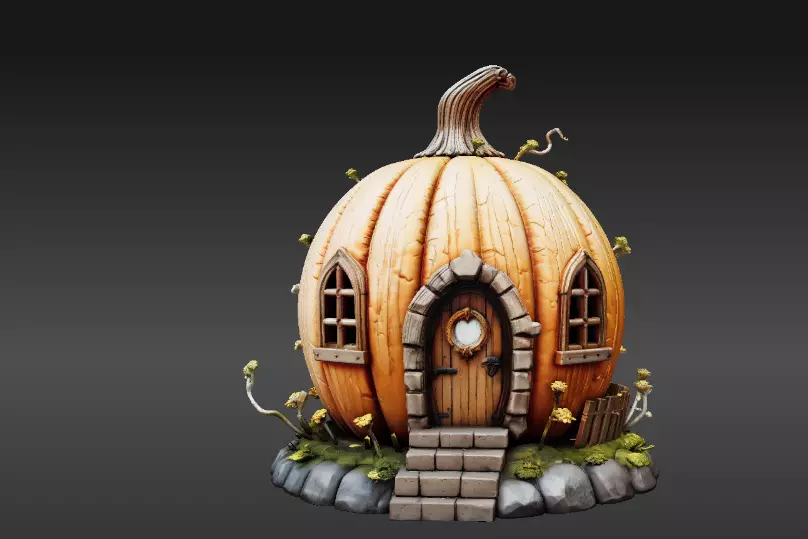 Fantasy House Halloween Fairy Home Print-Ready Jack-O-Lantern 3D print model_16