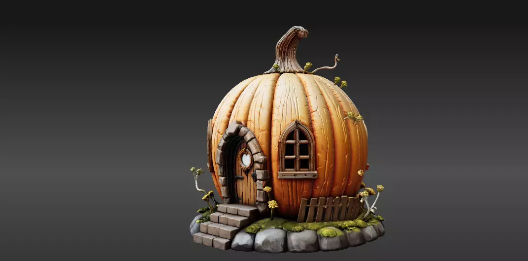 Fantasy House Halloween Fairy Home Print-Ready Jack-O-Lantern 3D print model_4
