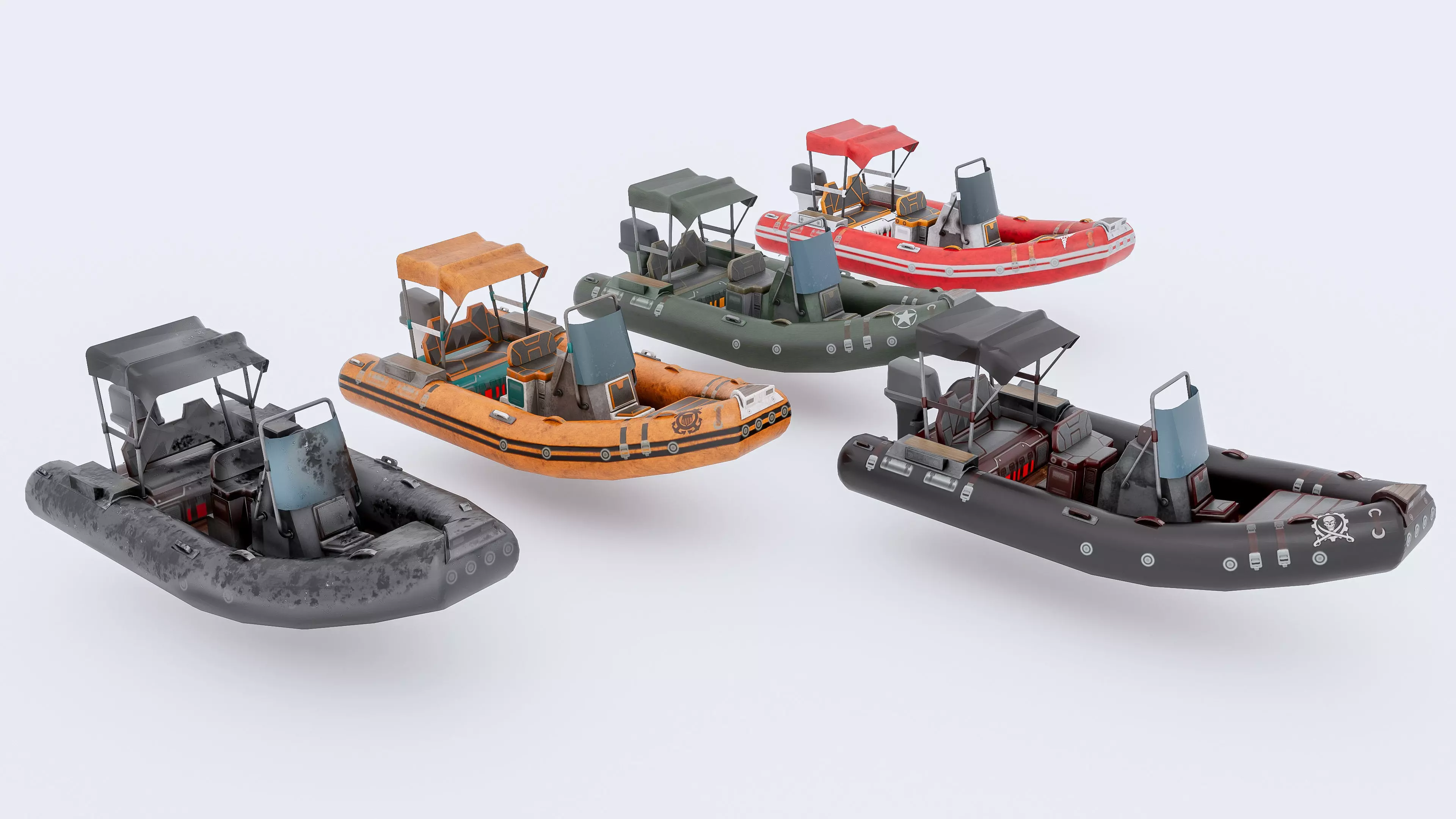 Inflatable boats collection 3D model_1