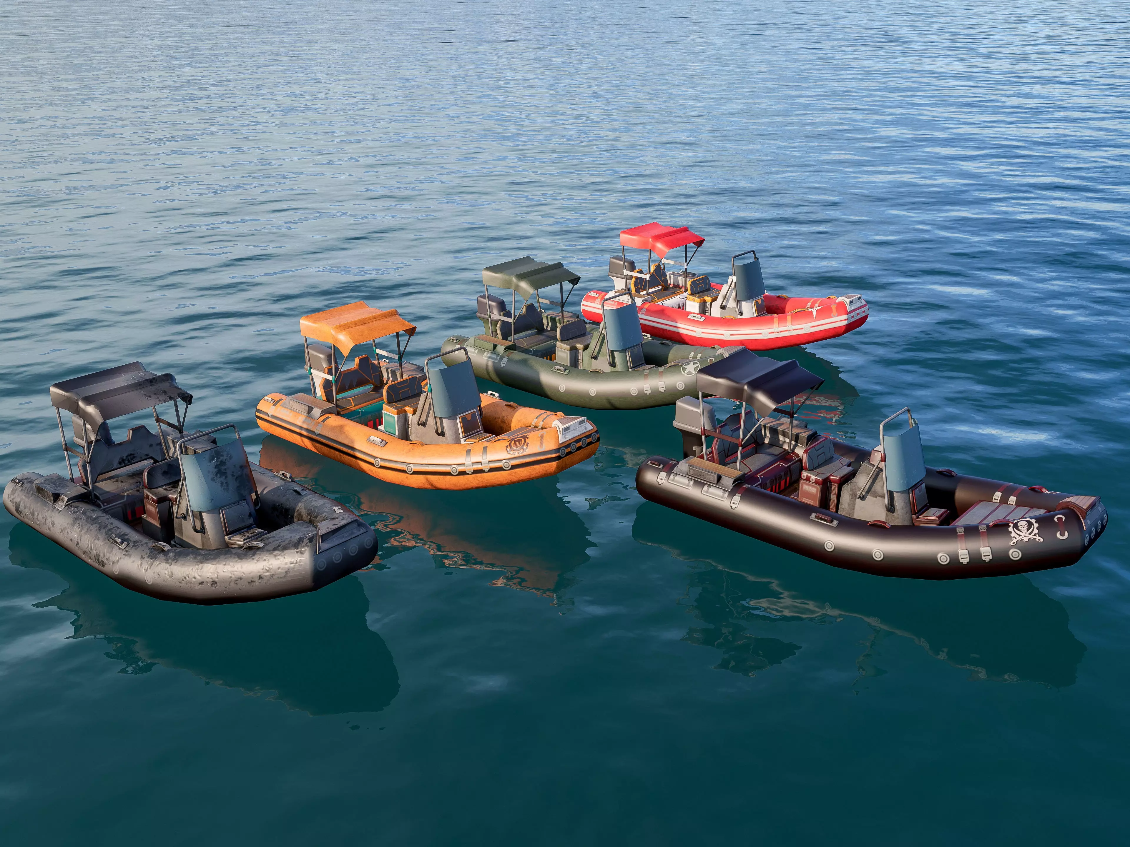 Inflatable boats collection 3D model_0