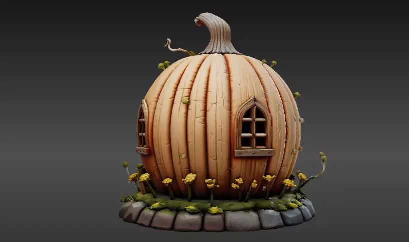 Pumpkin Cottage 3D Model Fantasy House Halloween Two 3D Model 3D model_16