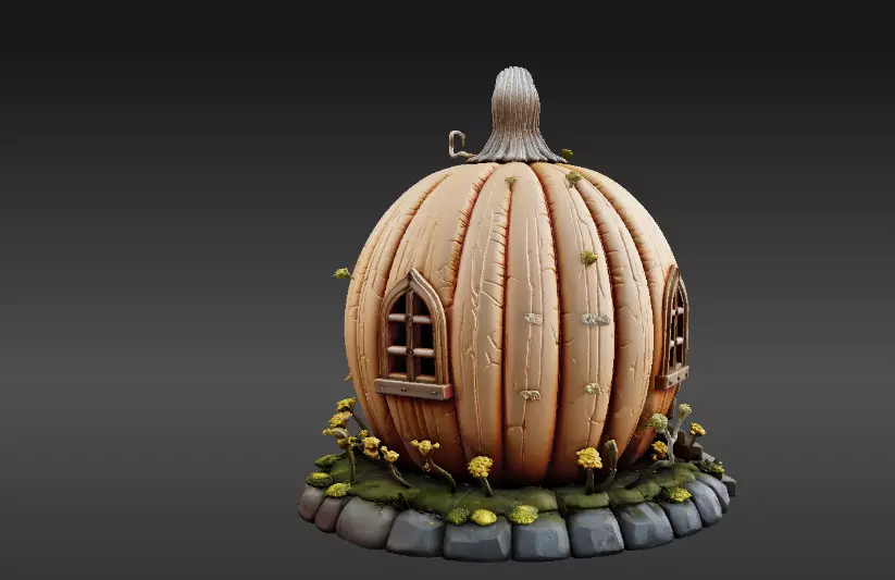Pumpkin Cottage 3D Model Fantasy House Halloween Two 3D Model 3D model_18