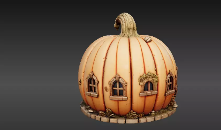 Pumpkin Cottage 3D Model Fantasy House Halloween Two 3D Model 3D model_19