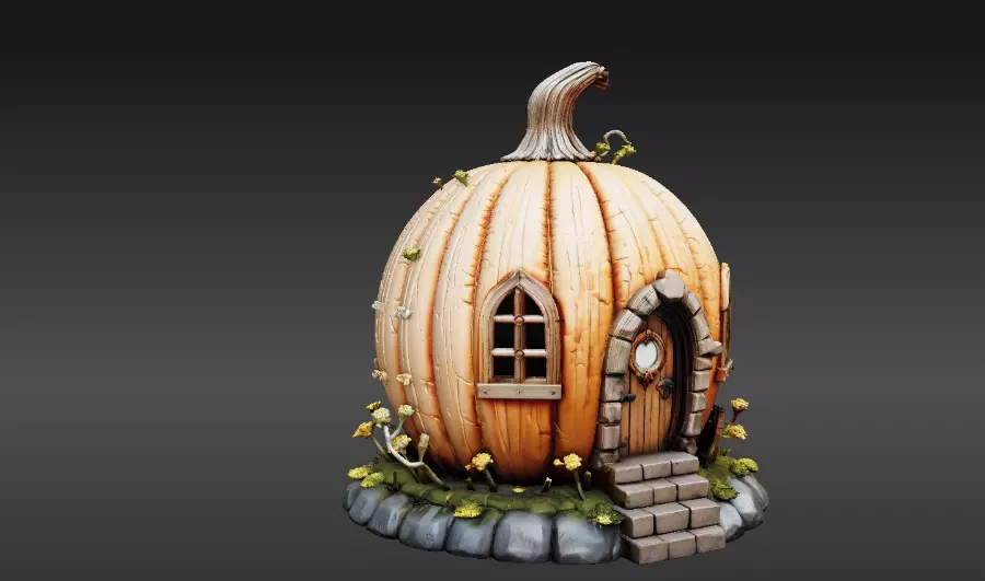 Pumpkin Cottage 3D Model Fantasy House Halloween Two 3D Model 3D model_20