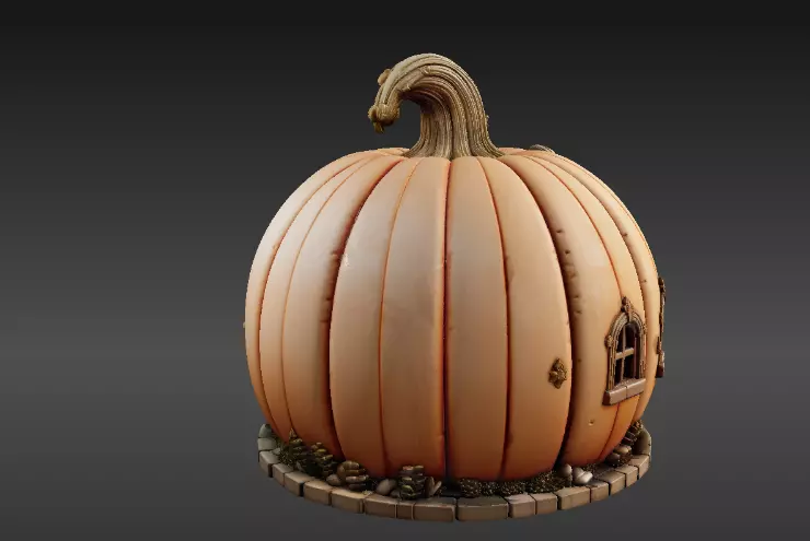 Pumpkin Cottage 3D Model Fantasy House Halloween Two 3D Model 3D model_21