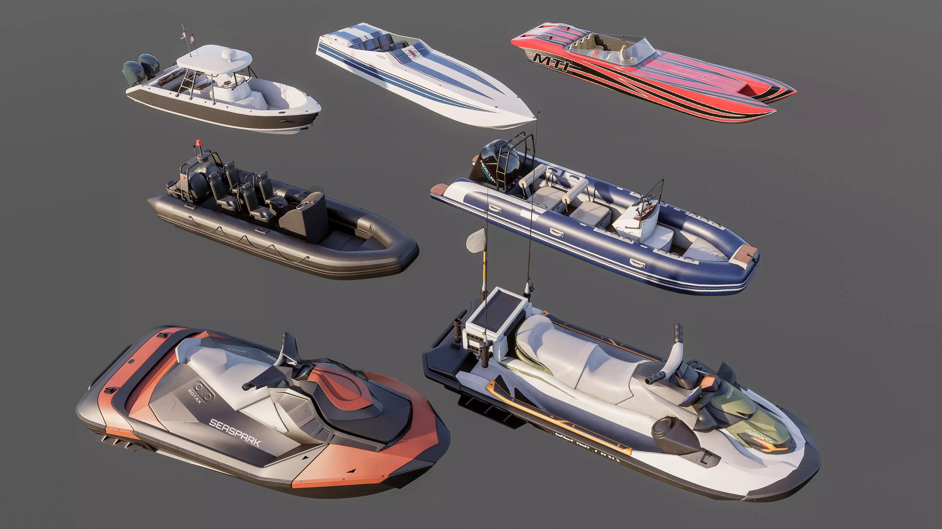 Motorboat speedboat collecttion 3D model_3