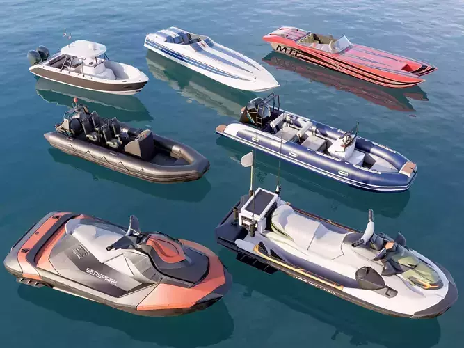 Motorboat speedboat collecttion 3D model