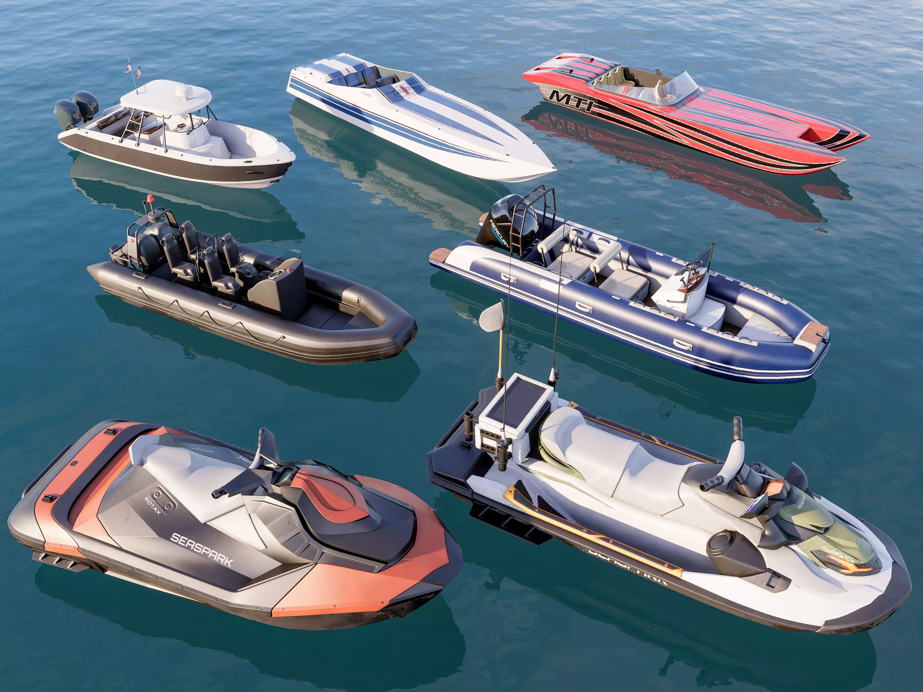 Motorboat speedboat collecttion 3D model_0