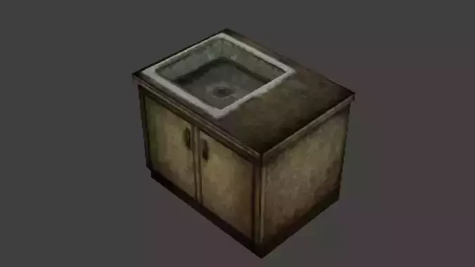 Low Poly PS1 Retro Kitchen Sink FBX OBJ GLB Low-poly 3D model
