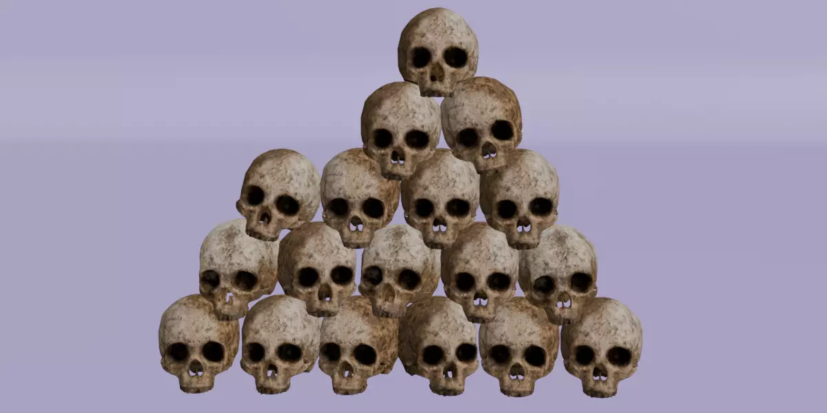 Realistic Skull Pyramid 3D Model  Detailed Bone Texture Low-poly 3D model_0