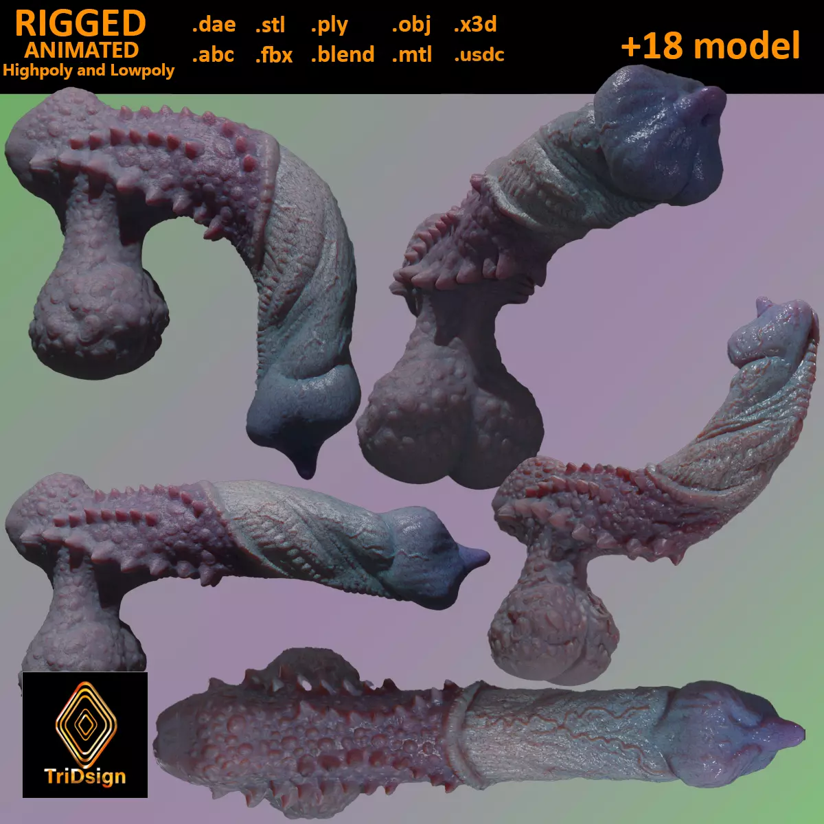 Fantasy Goju Dragon Penis Rigged Low-poly 3D model_0