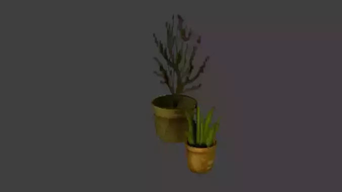 Low Poly PS1 Retro Kitchen Plants FBX OBJ GLB