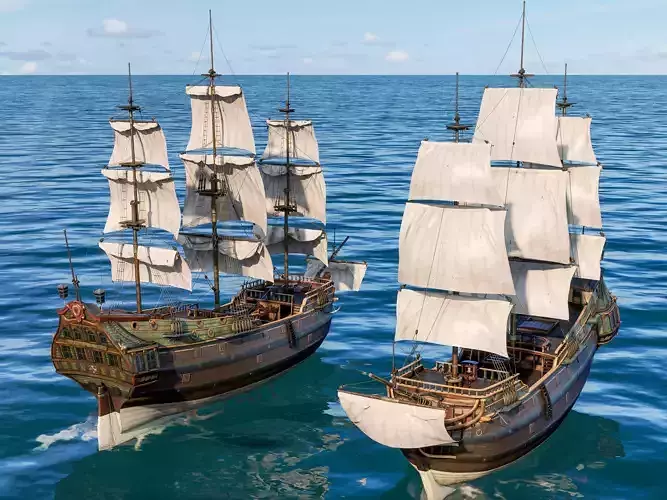 Pirate ship Low-poly 3D model